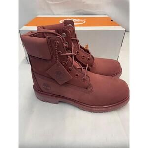 Timberland Premium 6 in Lace Waterproof Medium Red Nubuck US Womens 6.5